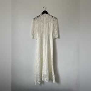 White Lace Elegant Midi Dress for pre-wedding or cocktail parties, from Japan